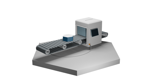 Isometric warehouse illustration of a fabrication machine for production management