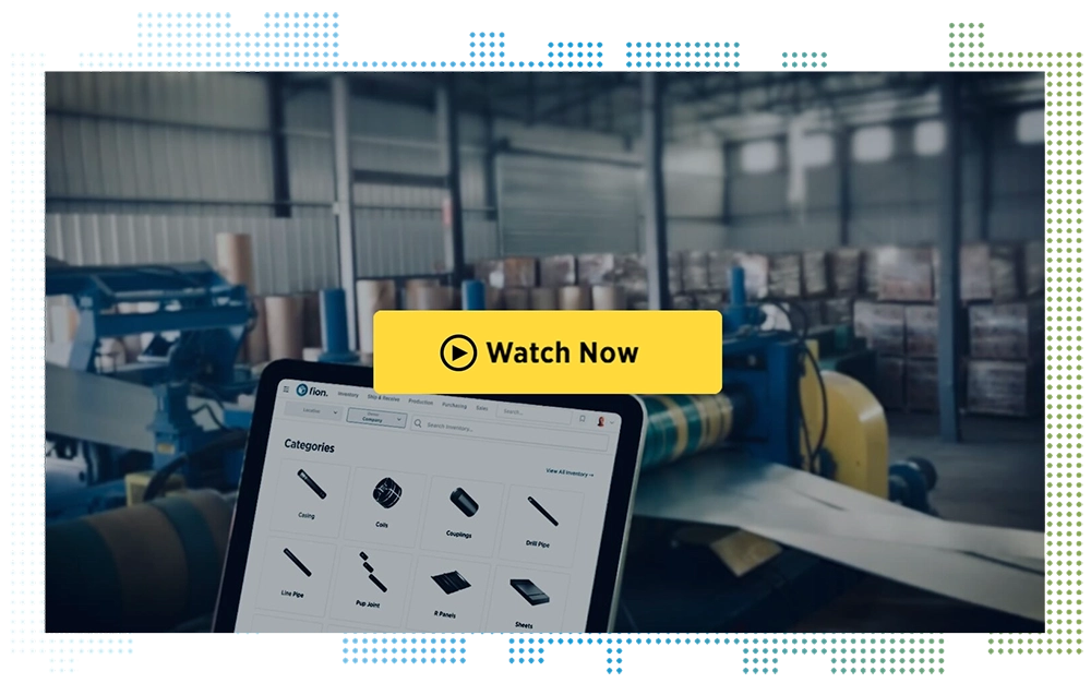 Video previewing the main features of the Fion Cloud ERP software for steel and metal operations