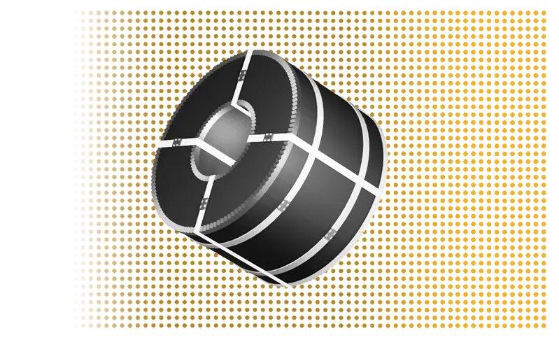 Illustration of a metal coil representing metal coils, sheets, and panels